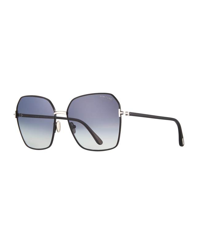 Claudia Geometric Metal/Acetate Sunglasses